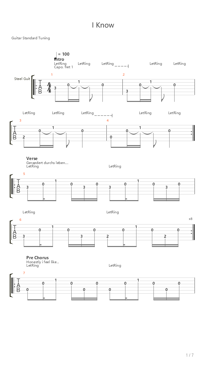 I Know吉他谱