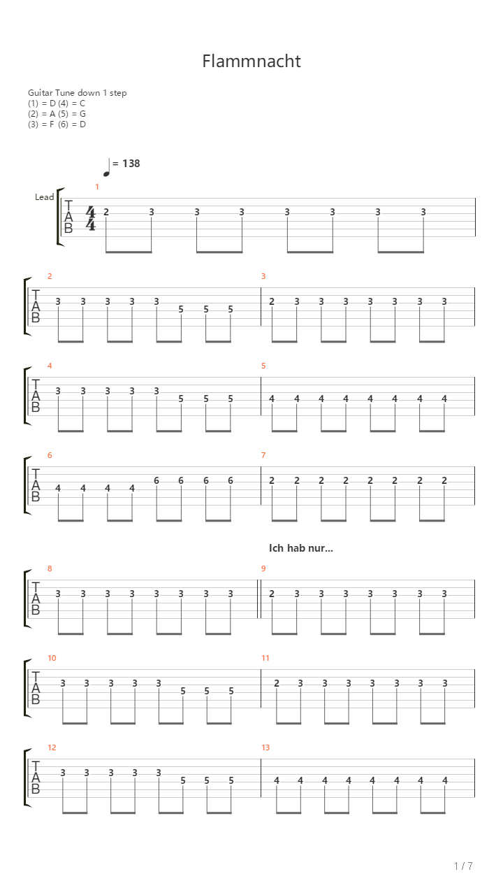 Flammnacht吉他谱