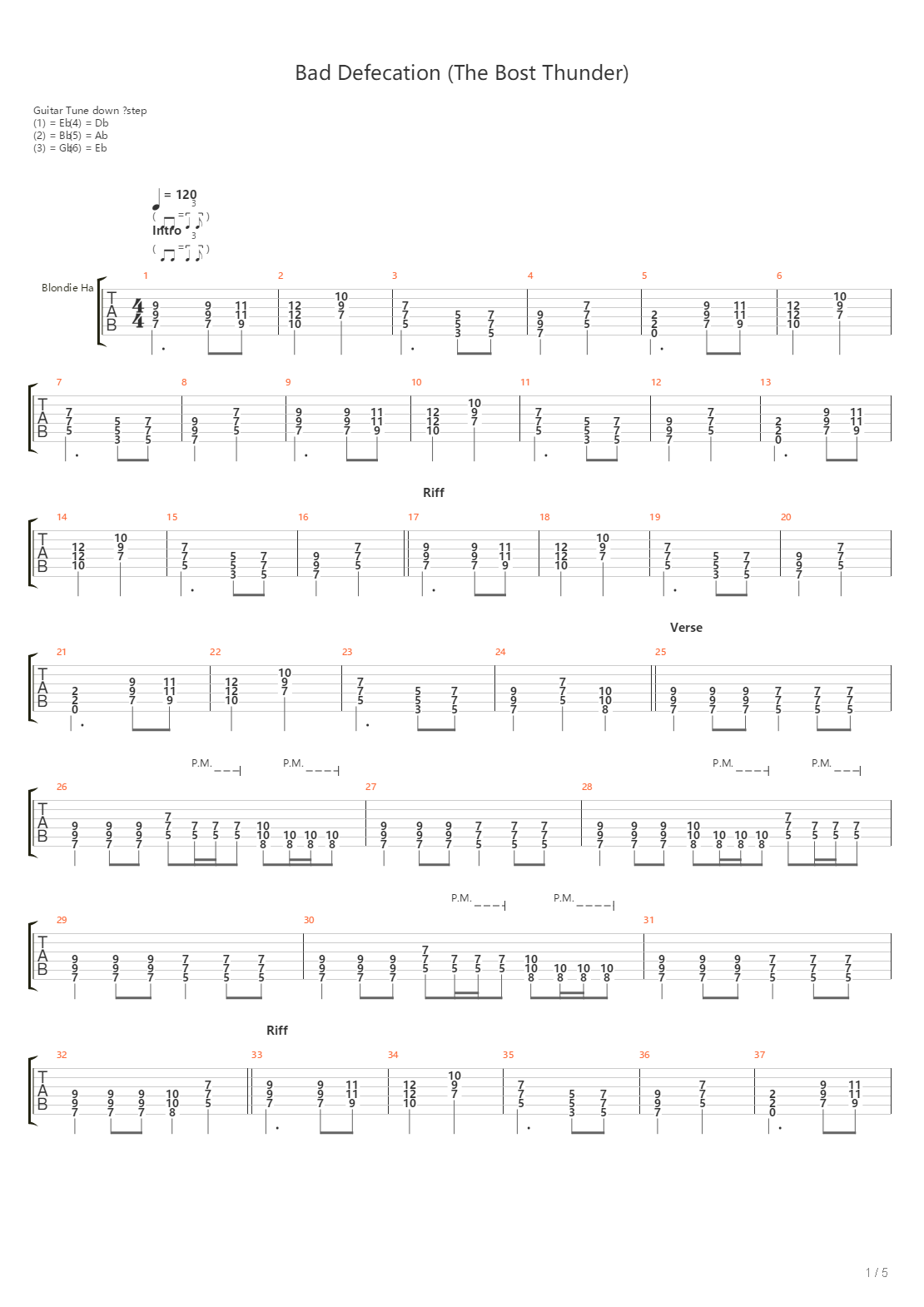 Bad Defecation The Bost Thunder吉他谱