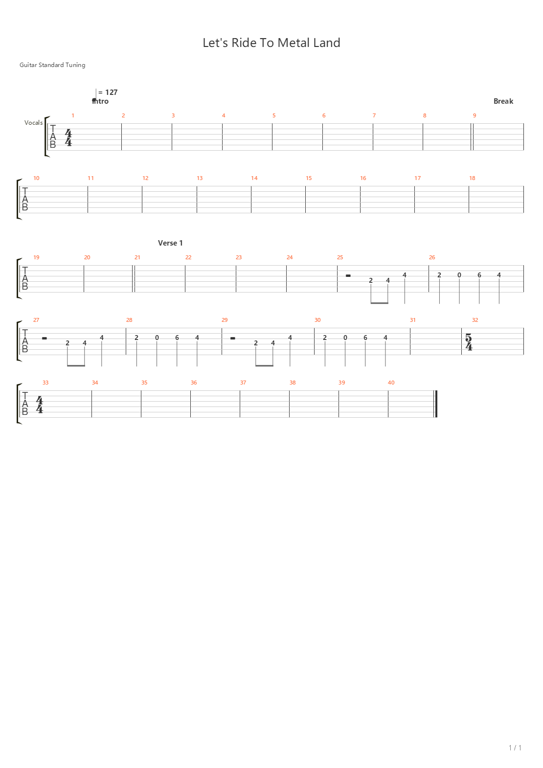 Lets Ride To Metal Land吉他谱