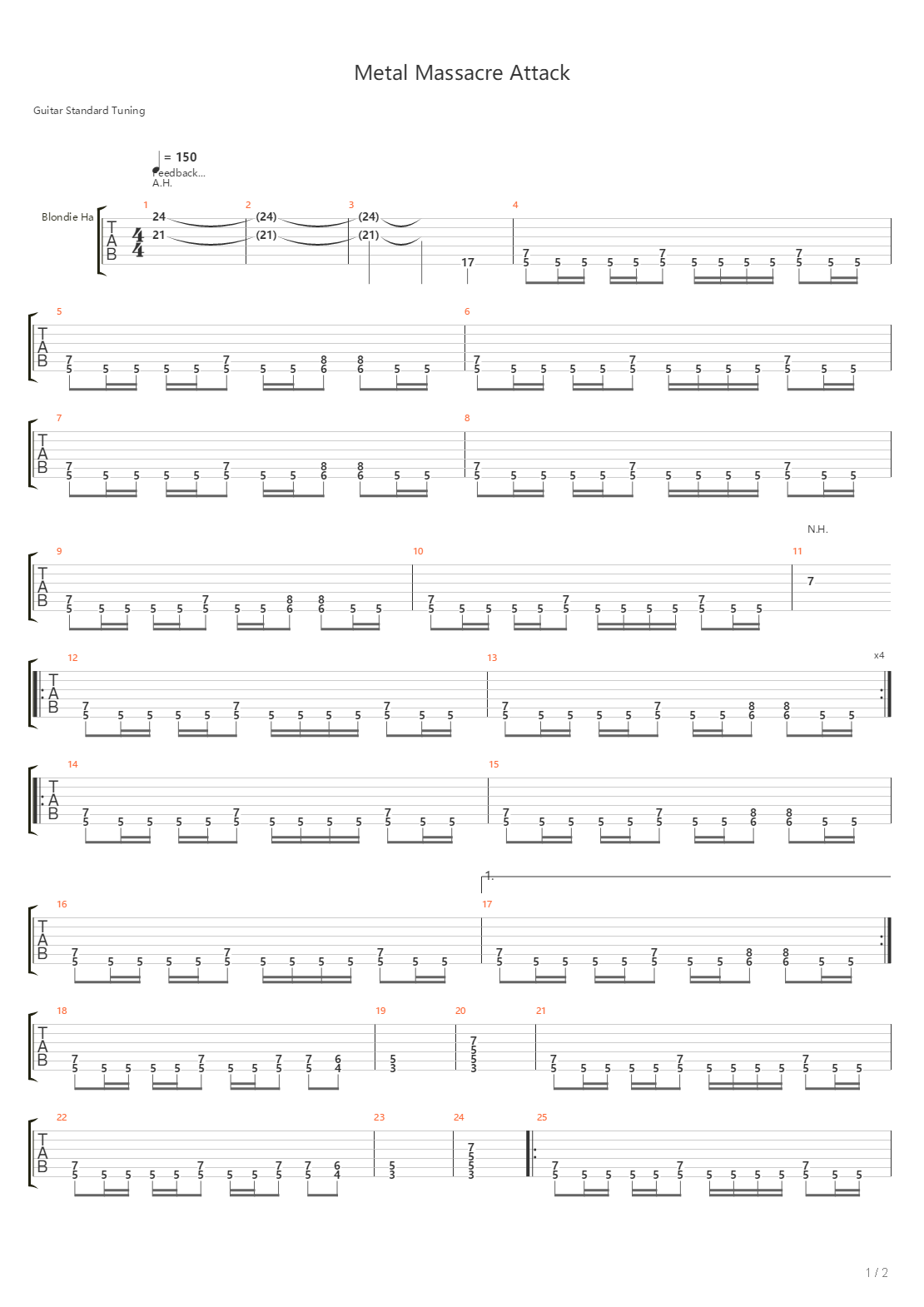Metal Massacre Attack吉他谱
