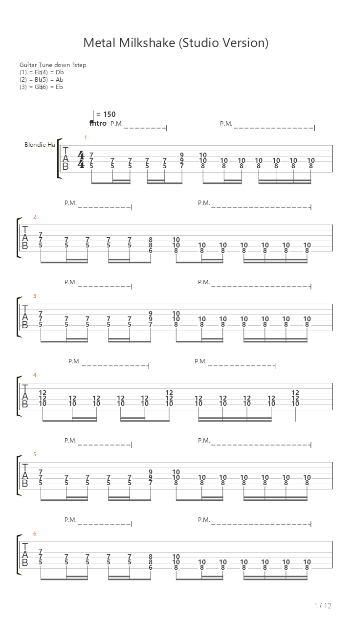 Metal Milkshake吉他谱