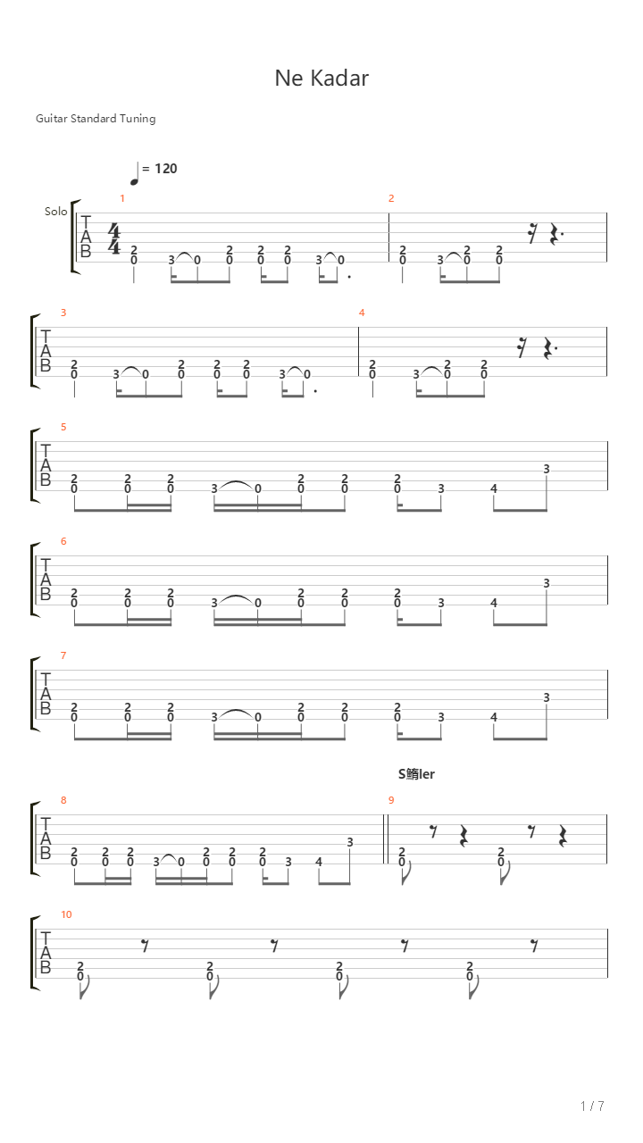 Ne Kadar吉他谱