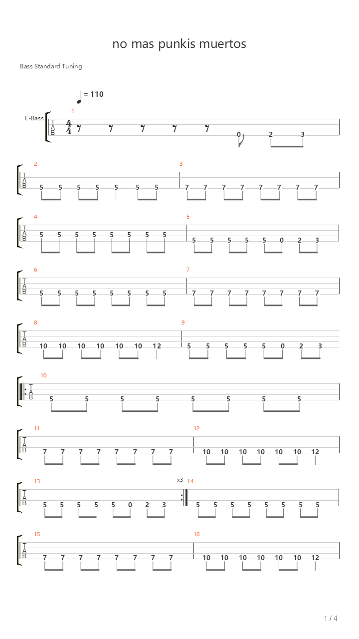 No Mas Punkies Muertos吉他谱