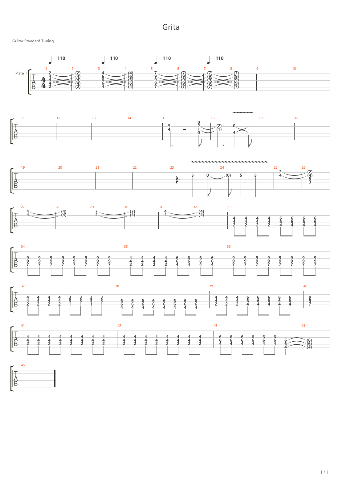 Grita吉他谱