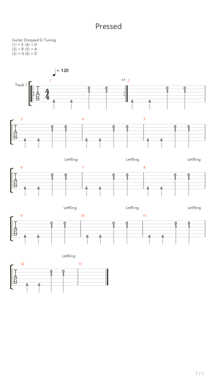 Pressed吉他谱
