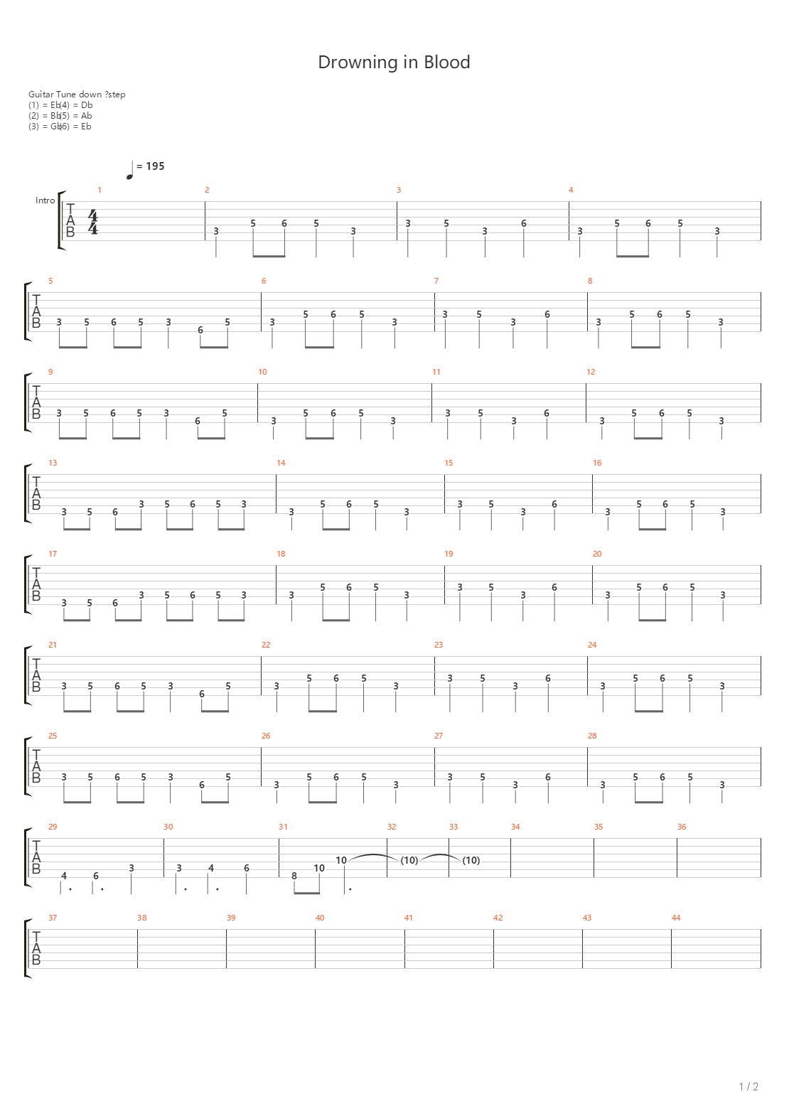 Drowning In Blood吉他谱