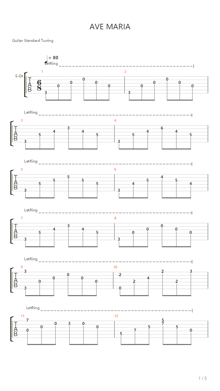 Ave Maria吉他谱
