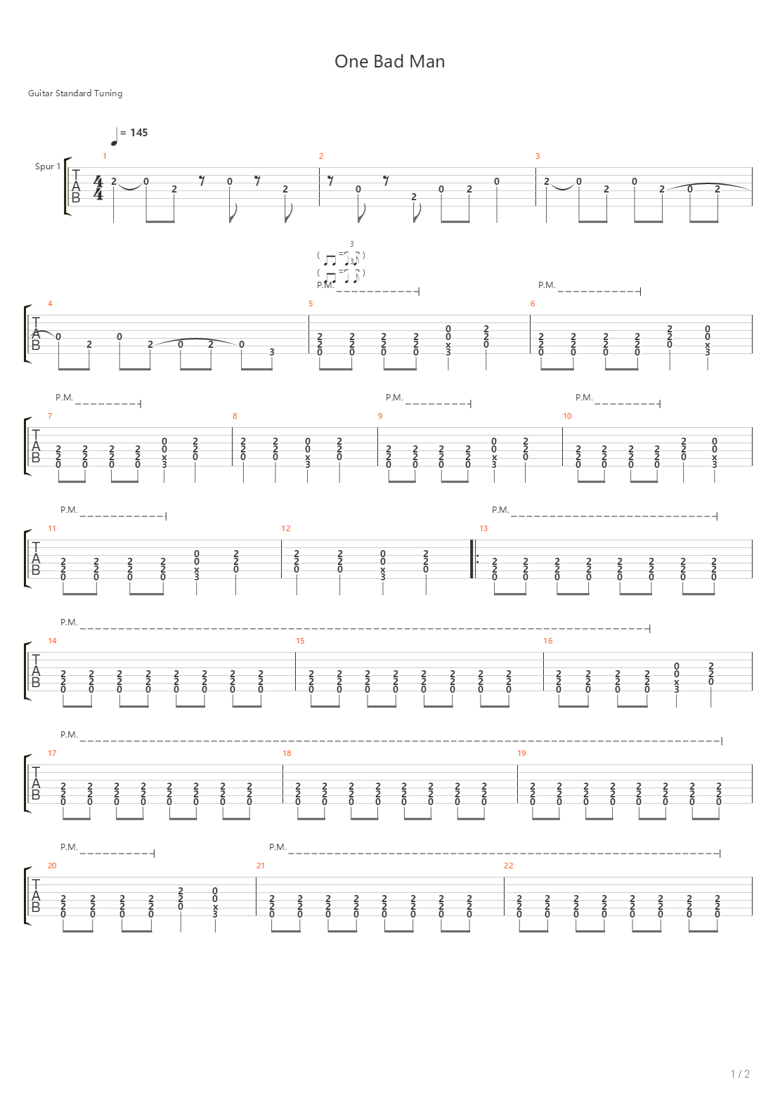 One Bad Man吉他谱