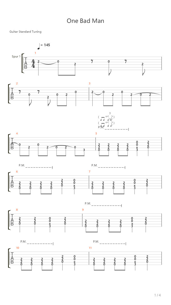 One Bad Man吉他谱