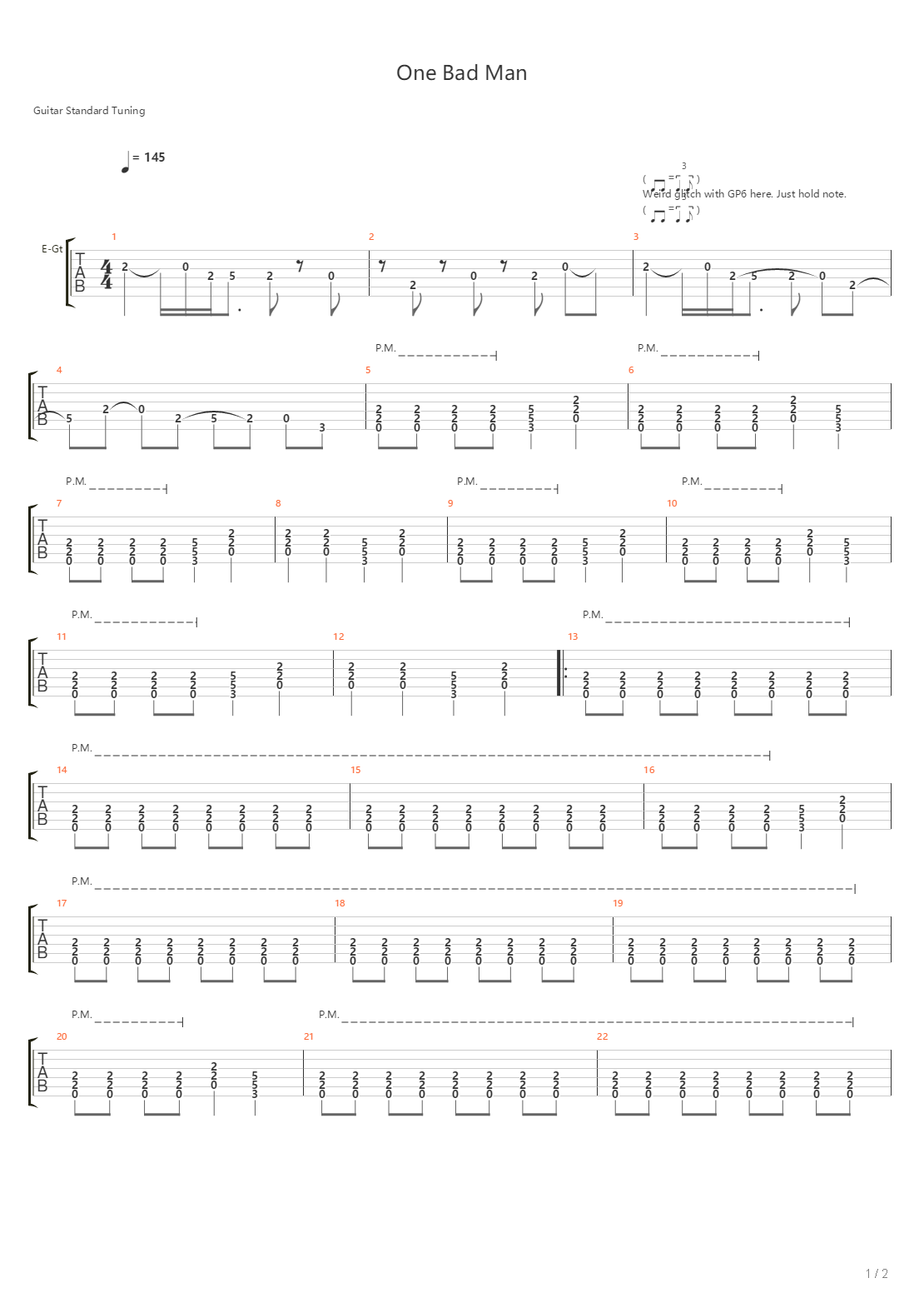 One Bad Man吉他谱