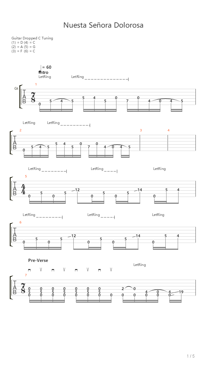 Nuesta Senora Dolorosa吉他谱