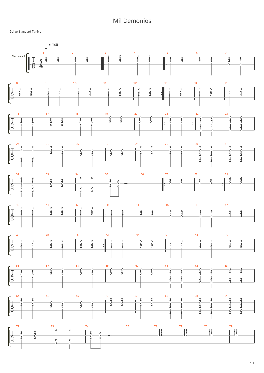 Mil Demonios吉他谱