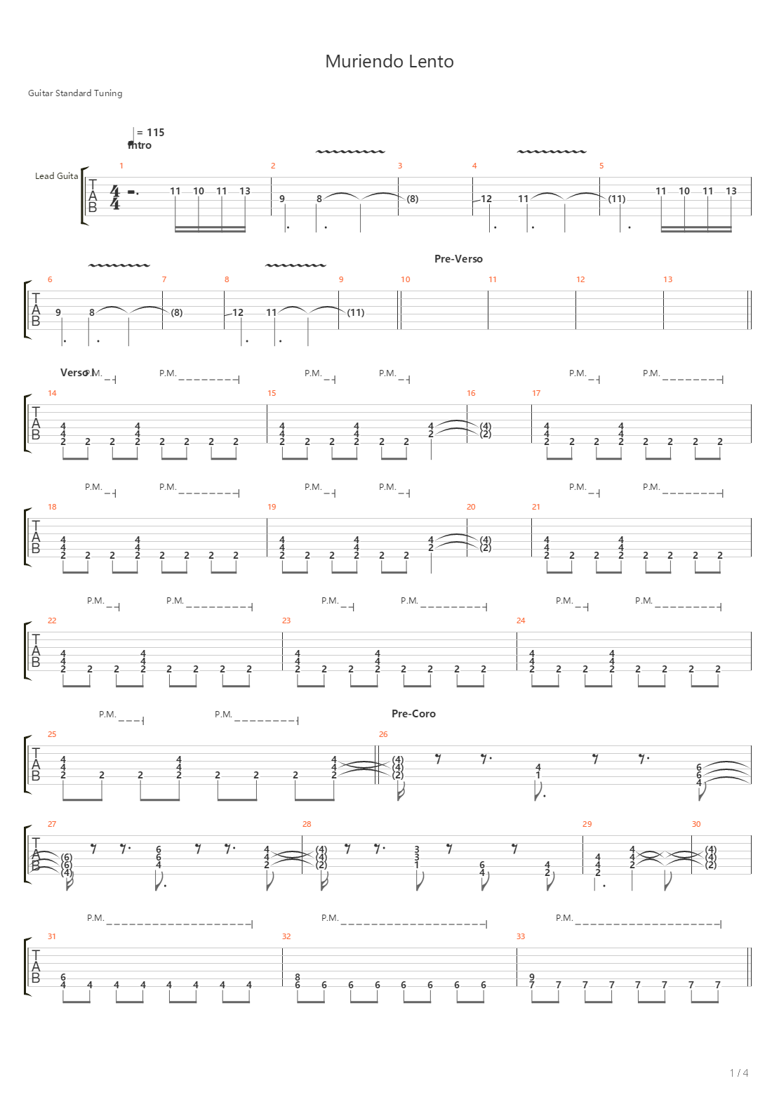 Muriendo Lento吉他谱