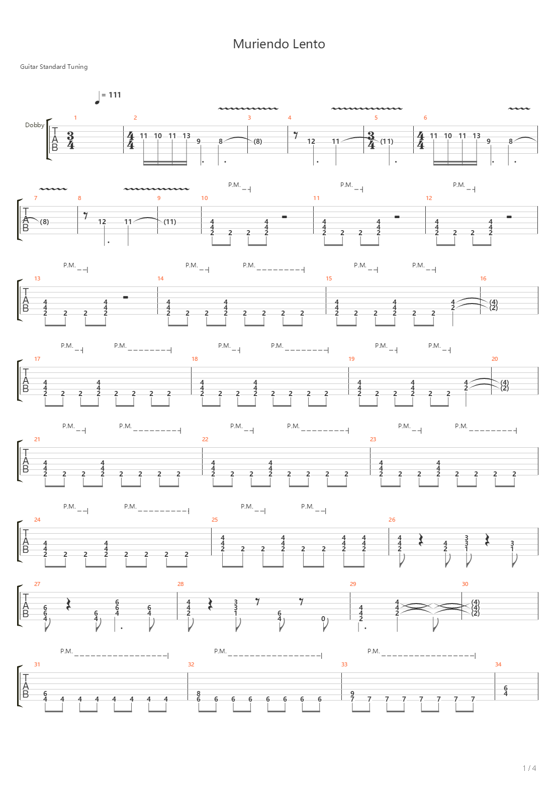 Muriendo Lento吉他谱