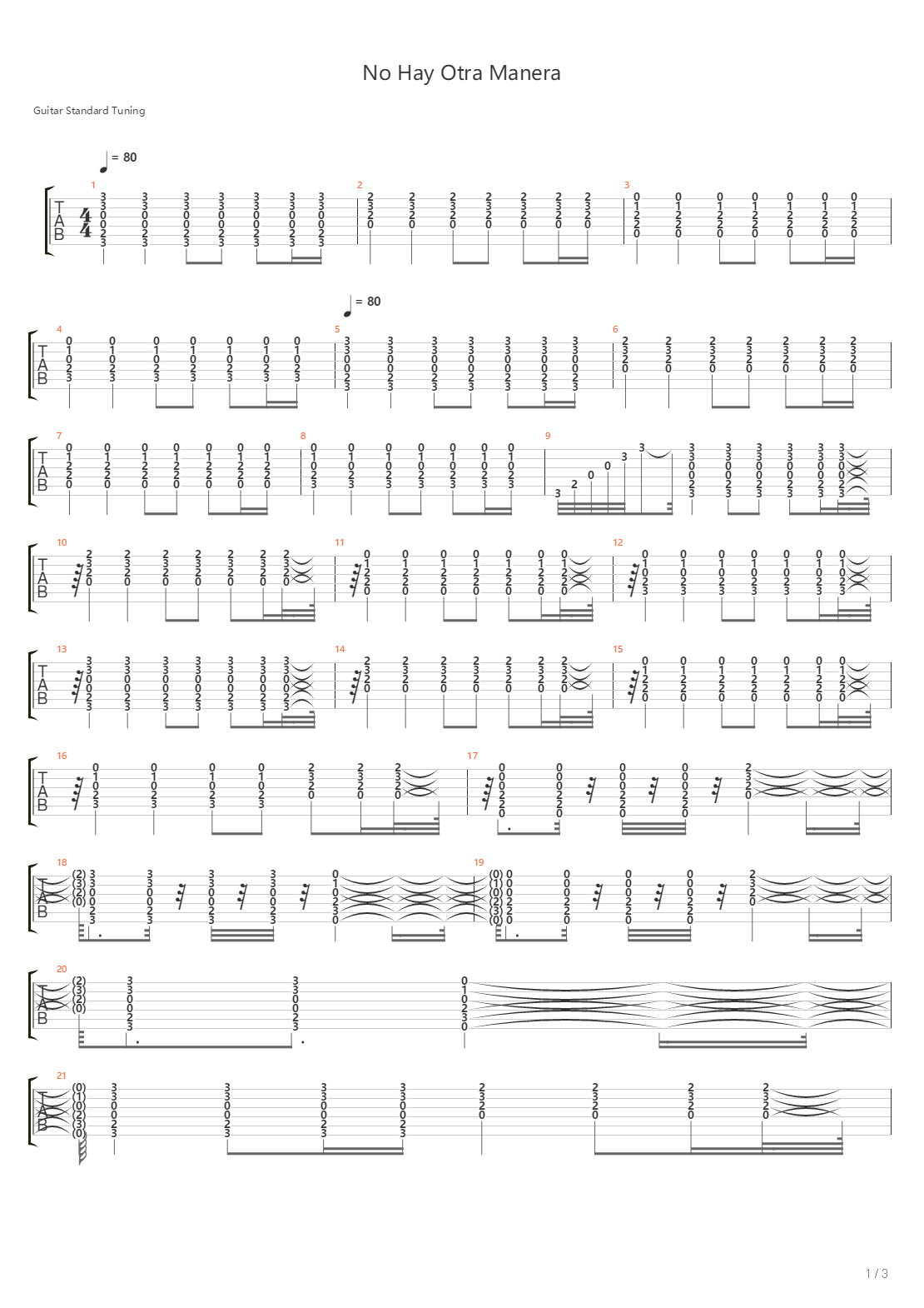 No Hay Otra Manera吉他谱