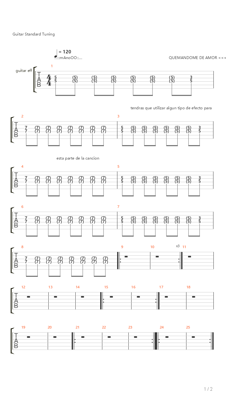 Quemandome De Amor吉他谱