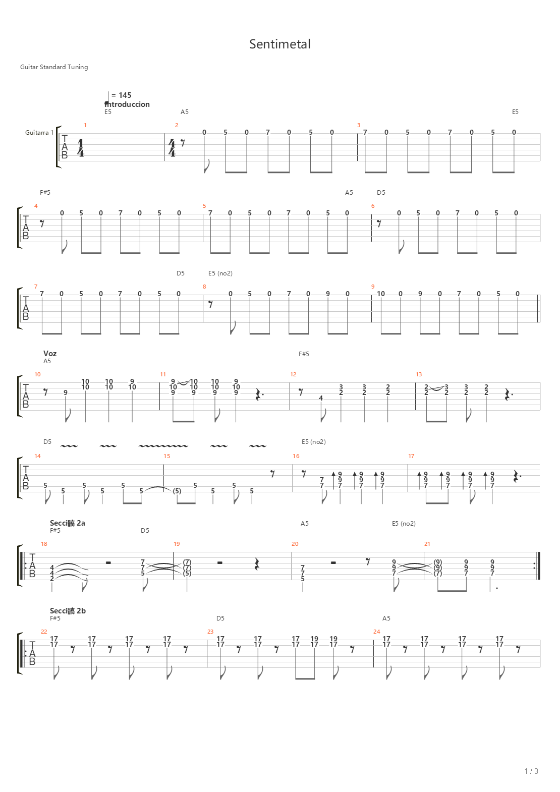 Sentimettal吉他谱