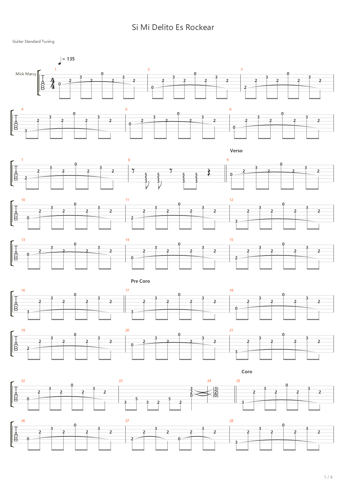 Si Mi Delito Es Rockear吉他谱