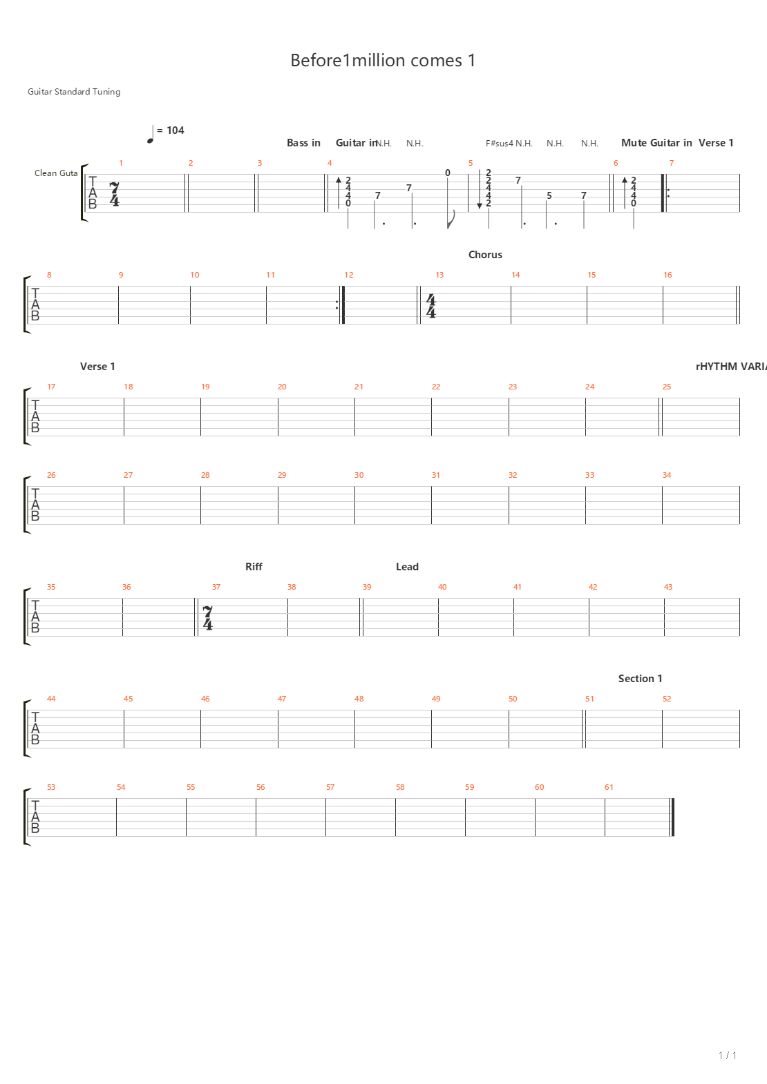 Before 1 Million Comes 1吉他谱
