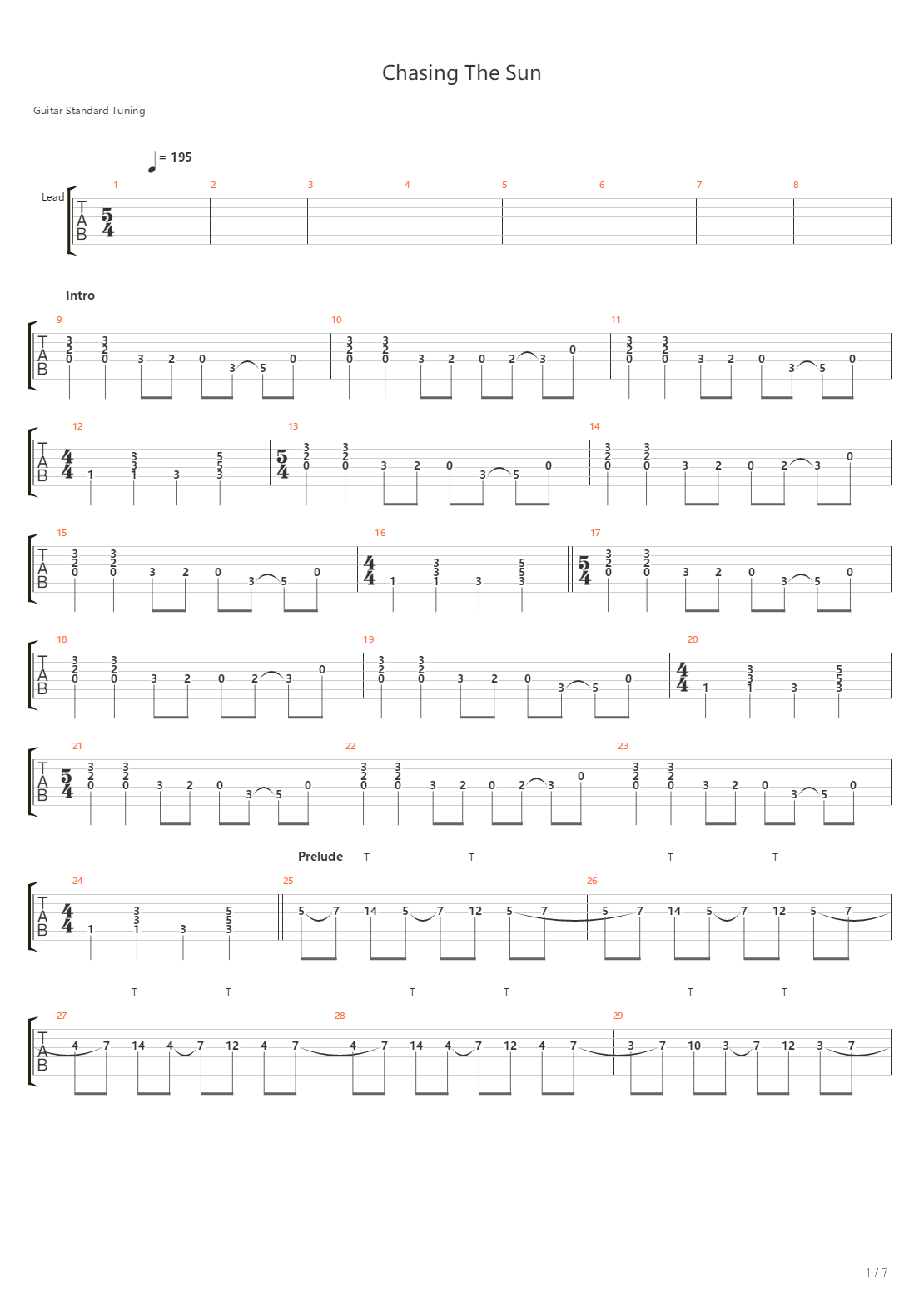 Chasing The Sun吉他谱