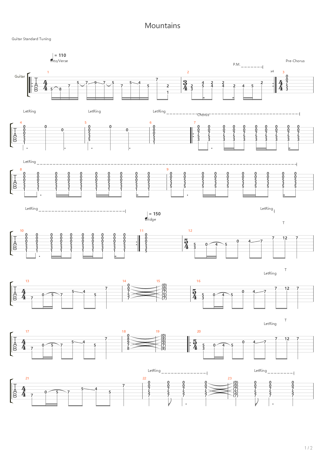 Mountains吉他谱