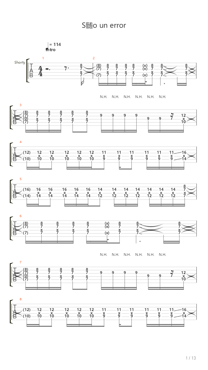 Slo Un Error吉他谱
