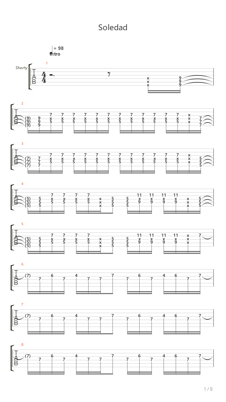 Soledad吉他谱