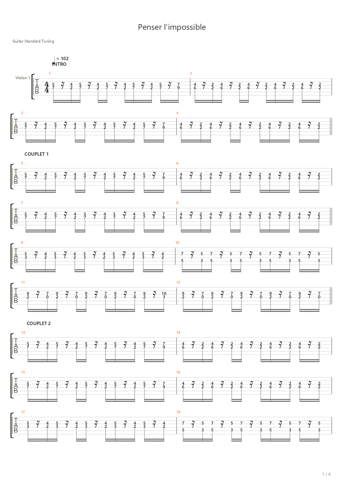 Penser Limpossible吉他谱