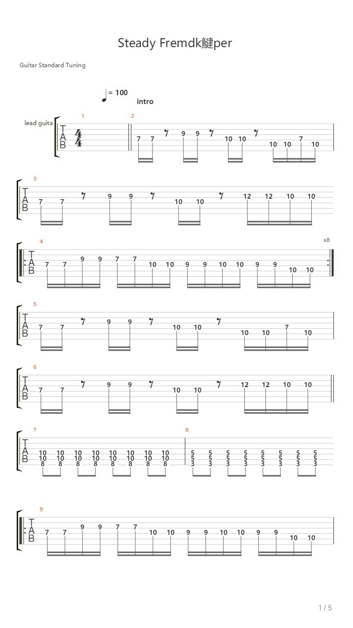 Steady Fremdkarper吉他谱