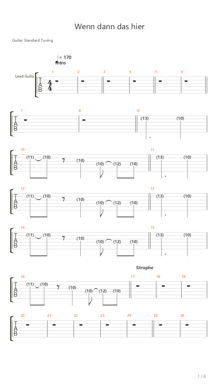 Wenn Dann Das Hier吉他谱