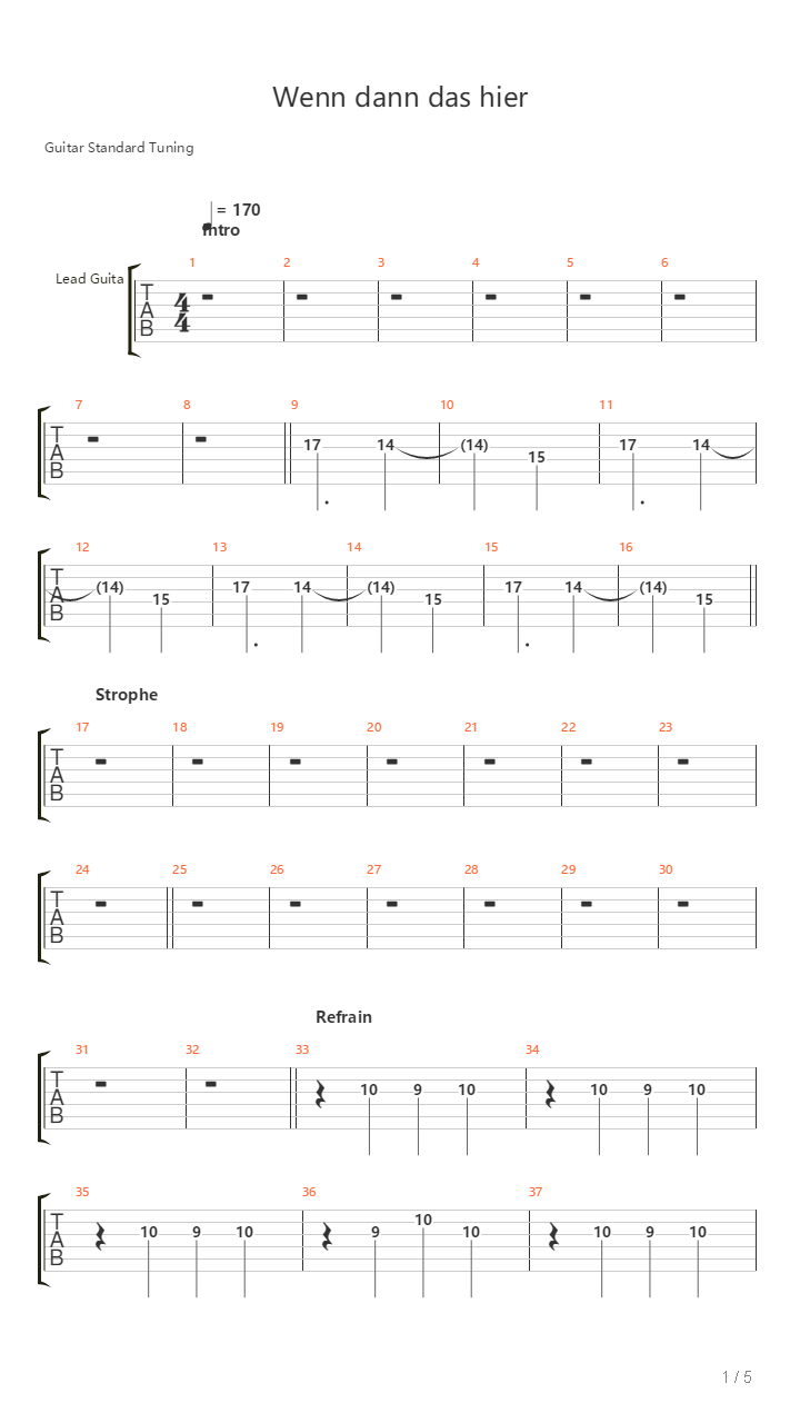 Wenn Dann Das Hier吉他谱