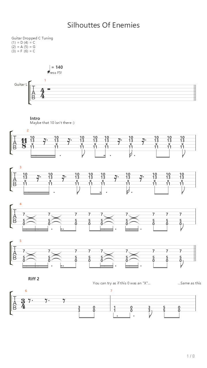 Silhouettes Of Enemies吉他谱