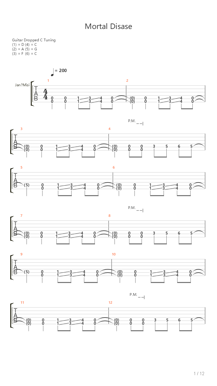Mortal Disease吉他谱