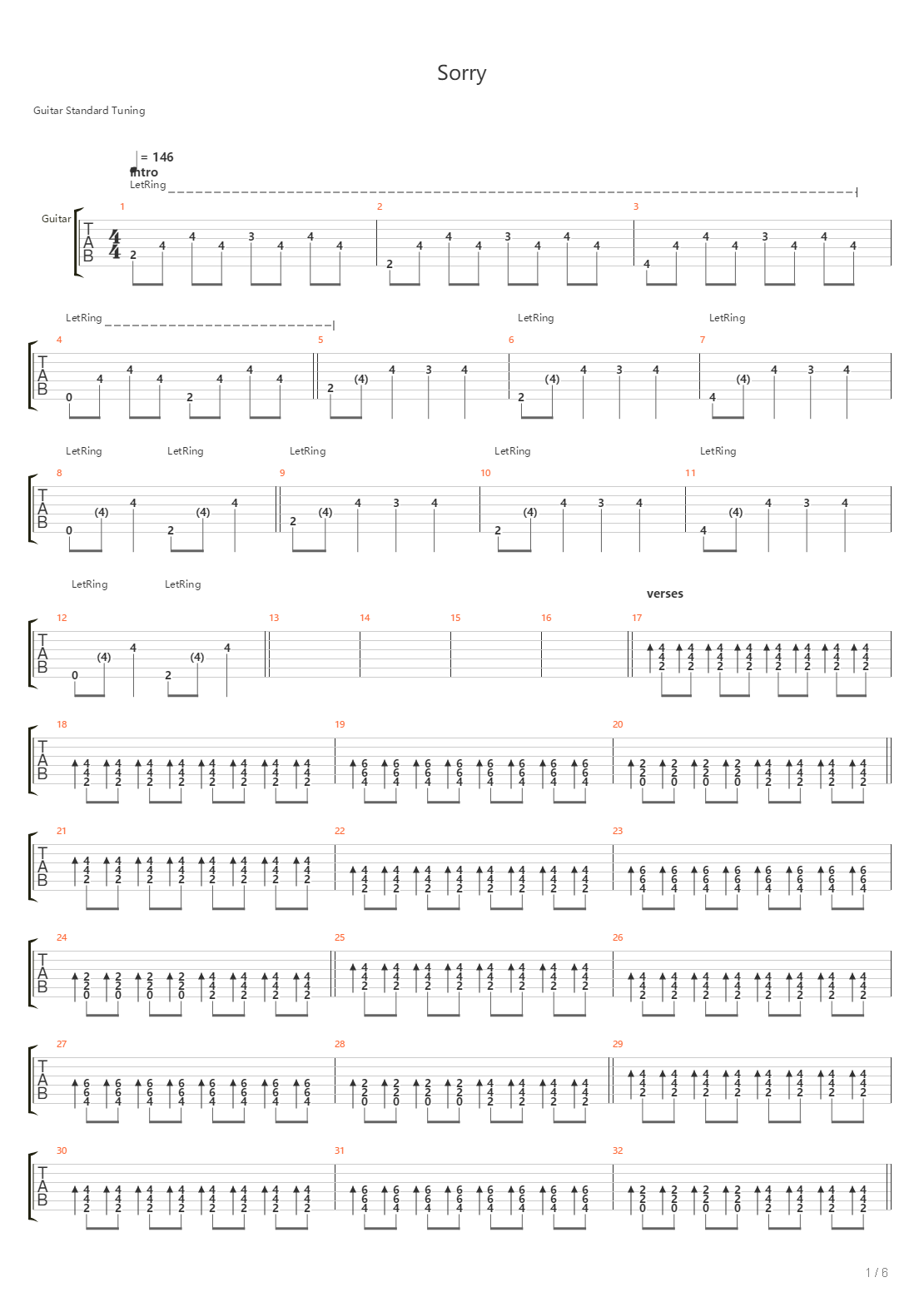 Sorry吉他谱