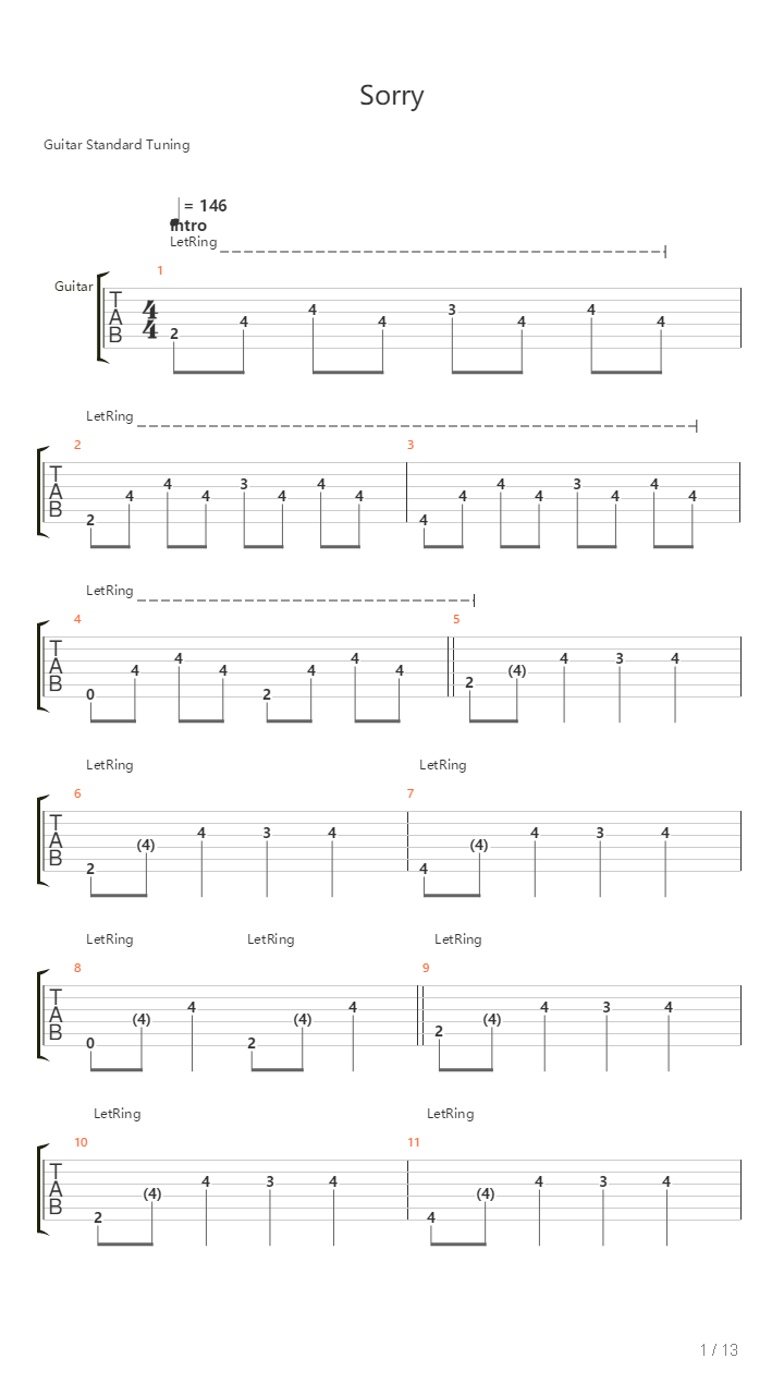 Sorry吉他谱
