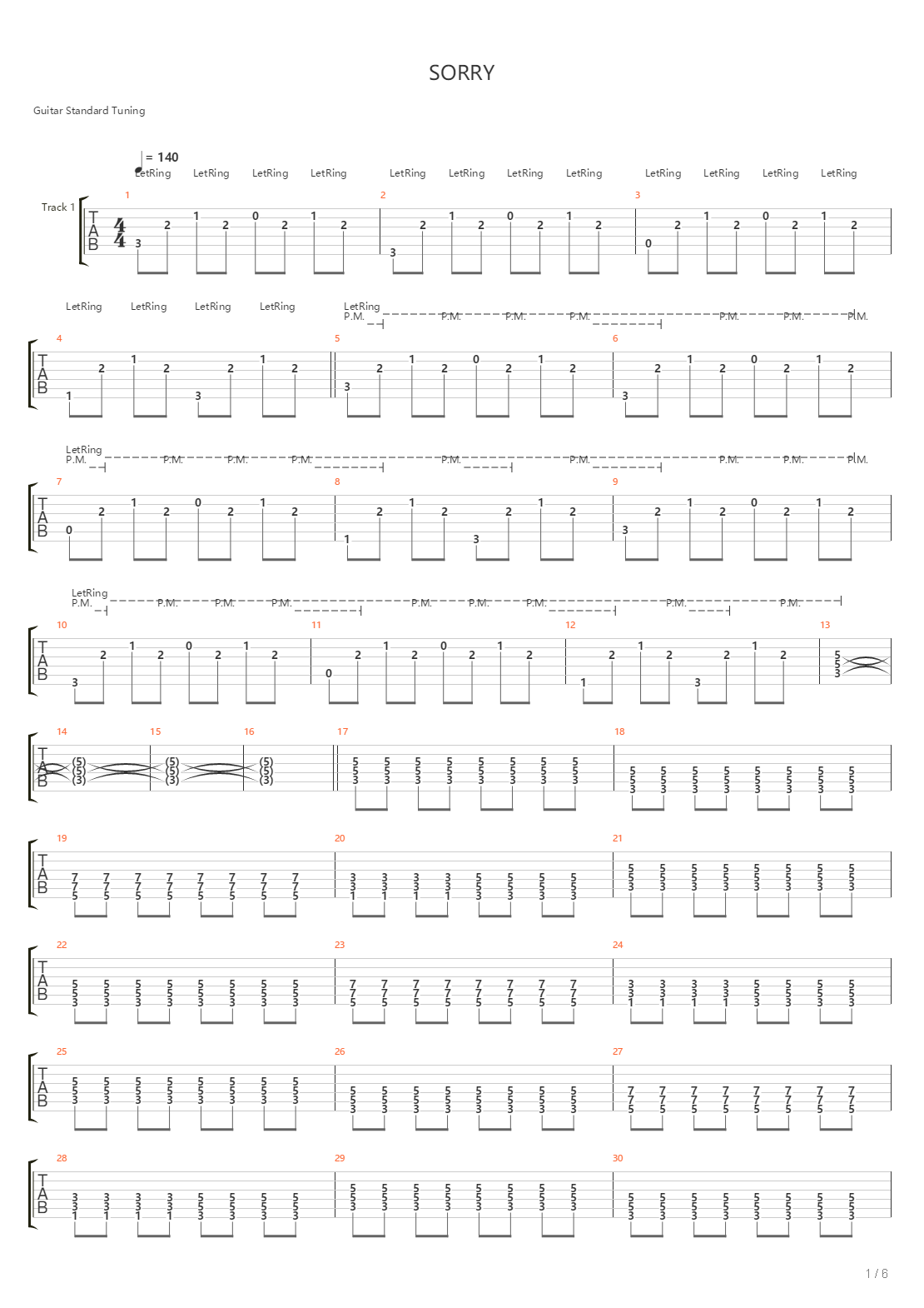 Sorry吉他谱