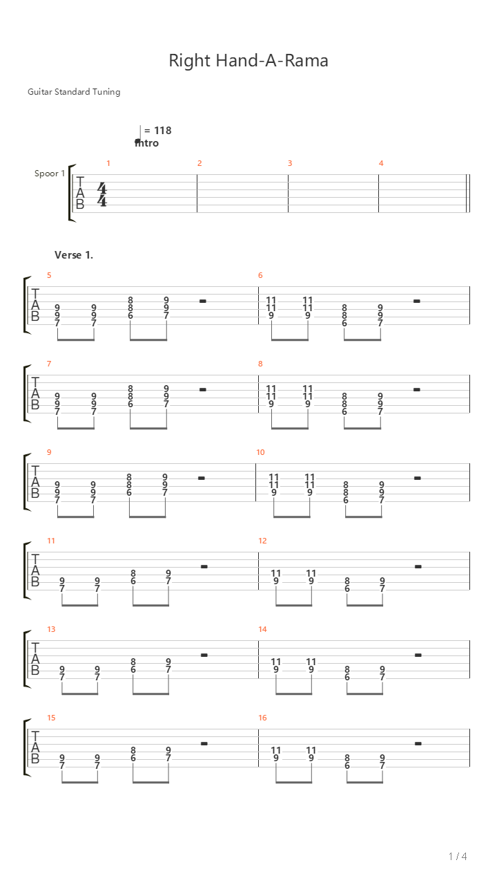 Right-hand-a-rama吉他谱