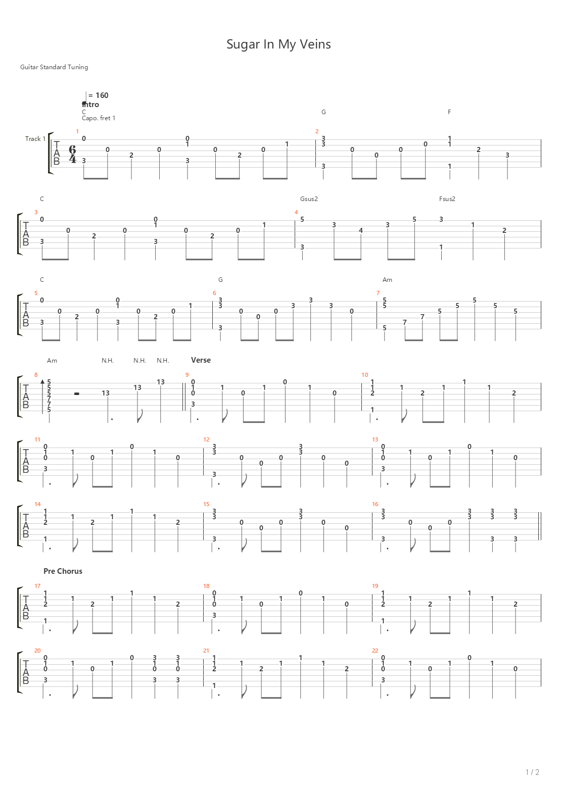 Sugar In My Veins吉他谱