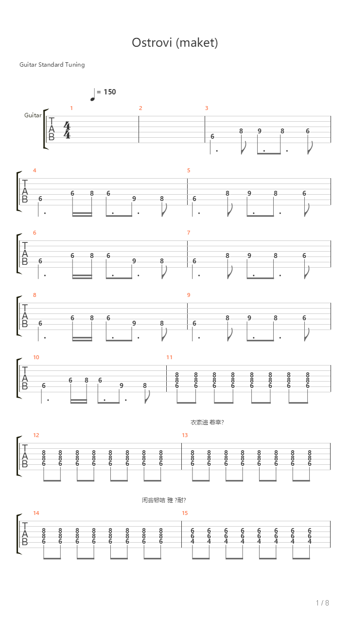 Ostrovi Maket吉他谱