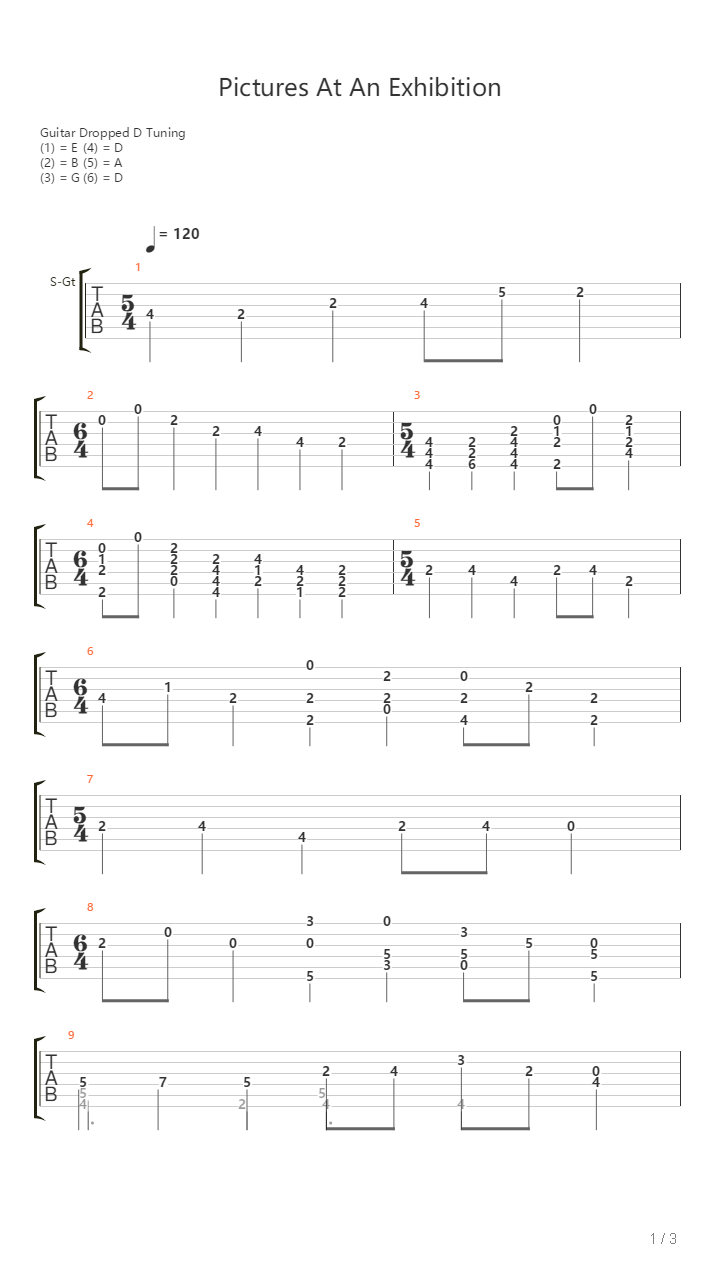 Pictures At An Exhibition - Promenade吉他谱