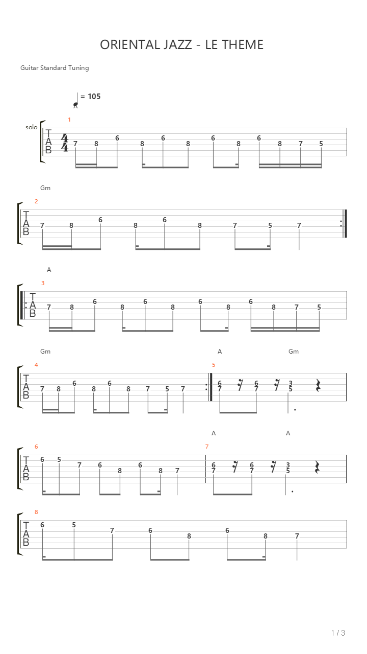 Oriental Jazz吉他谱