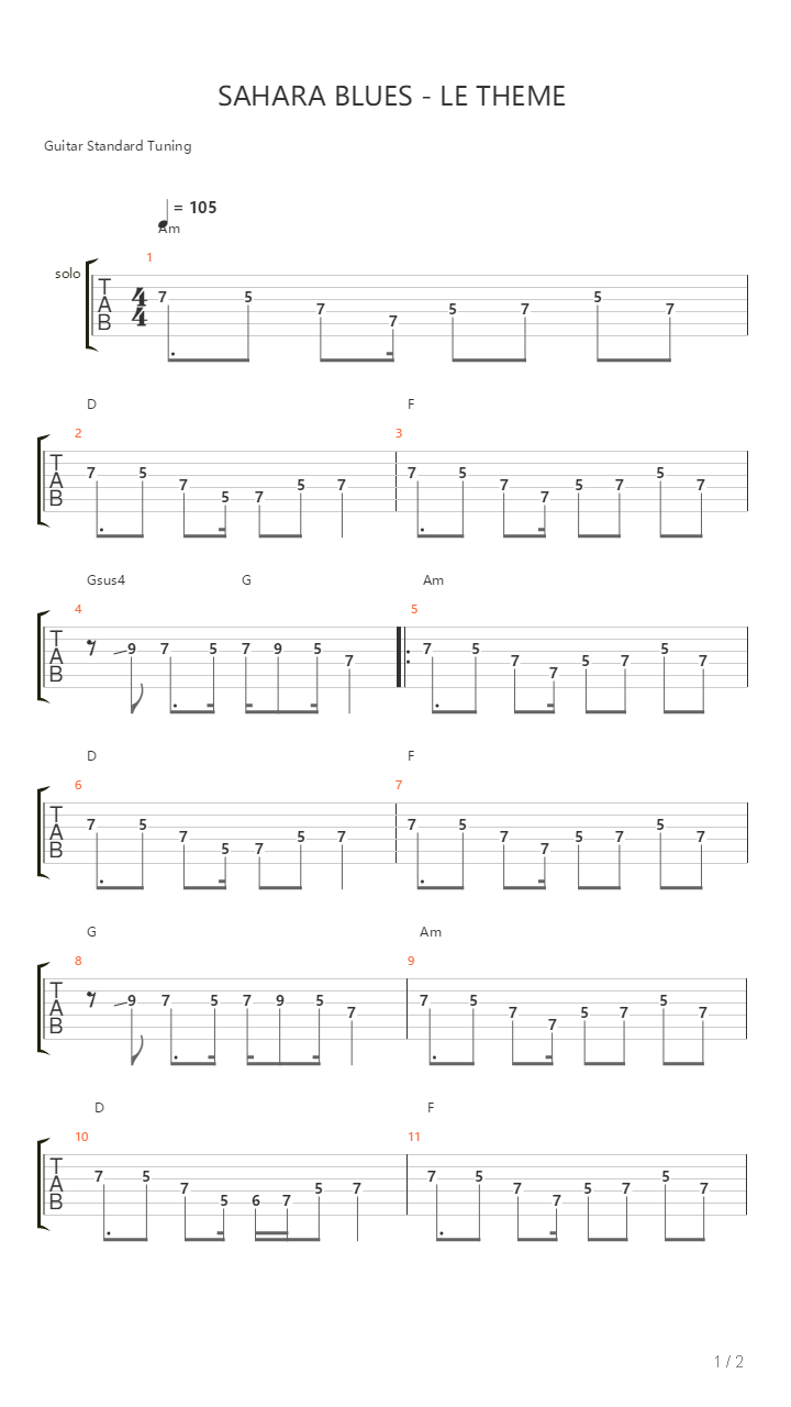 Sahar Blues吉他谱
