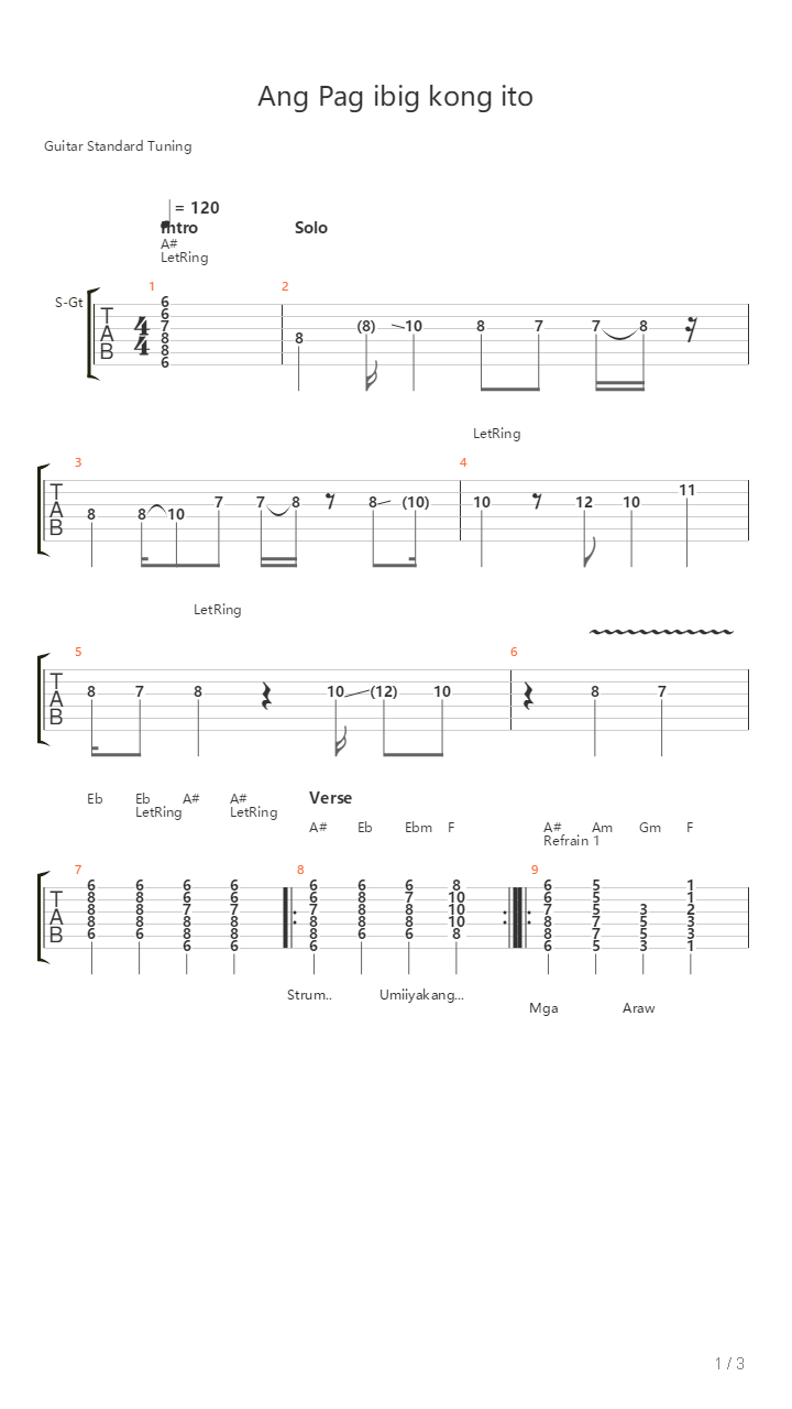 Ang Pag-ibig Kong Ito吉他谱