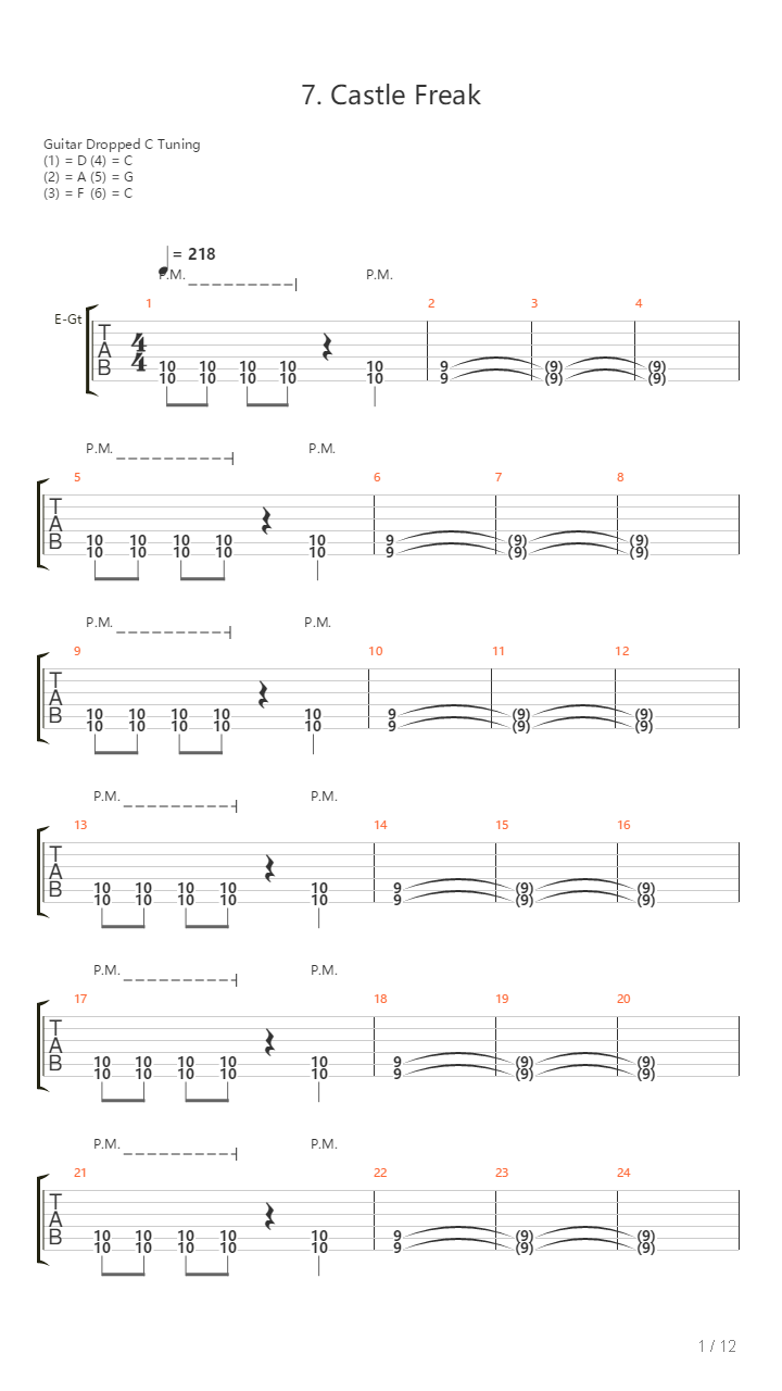 Castle Freak吉他谱