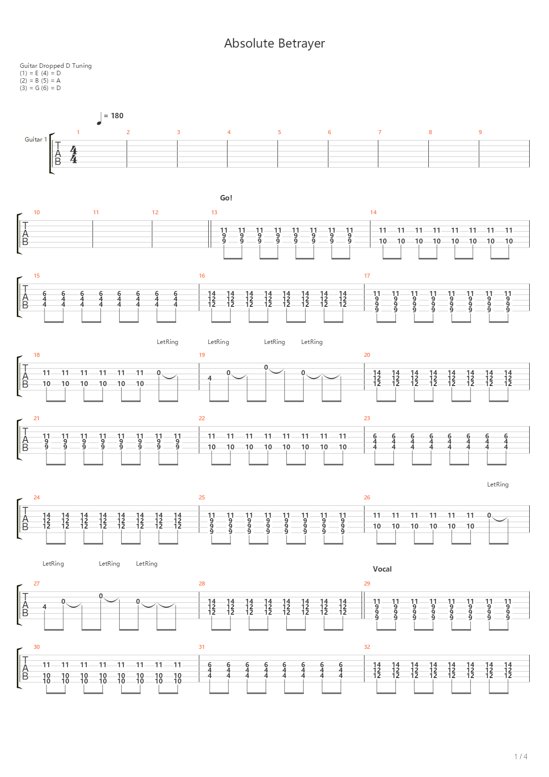 Absolute Betrayer吉他谱