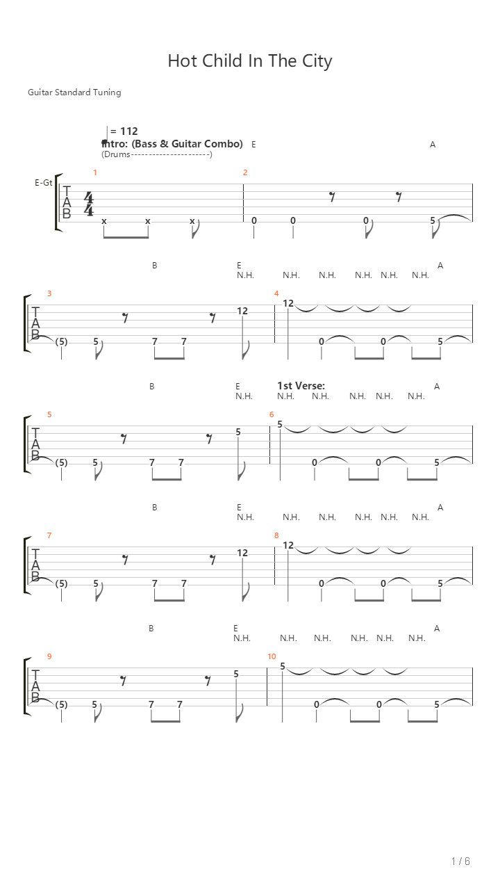 Hot Child In The City吉他谱