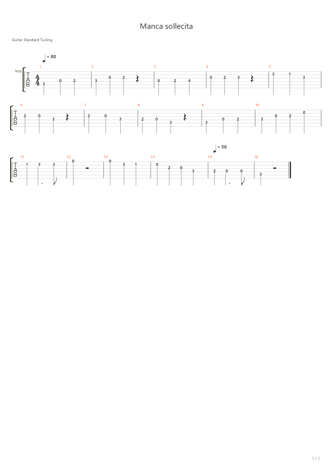 Manca Sollcita吉他谱