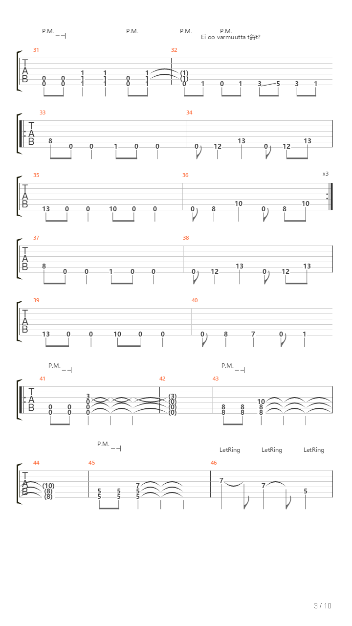 Aamun Seisaus吉他谱