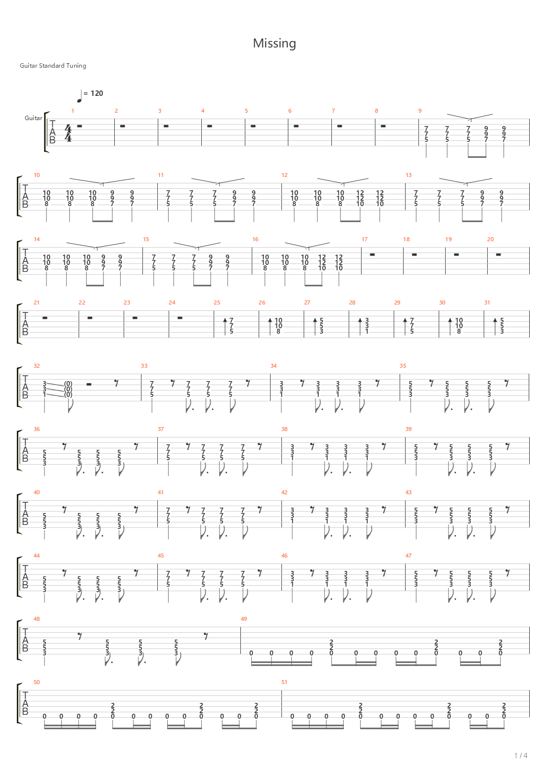 Missing吉他谱